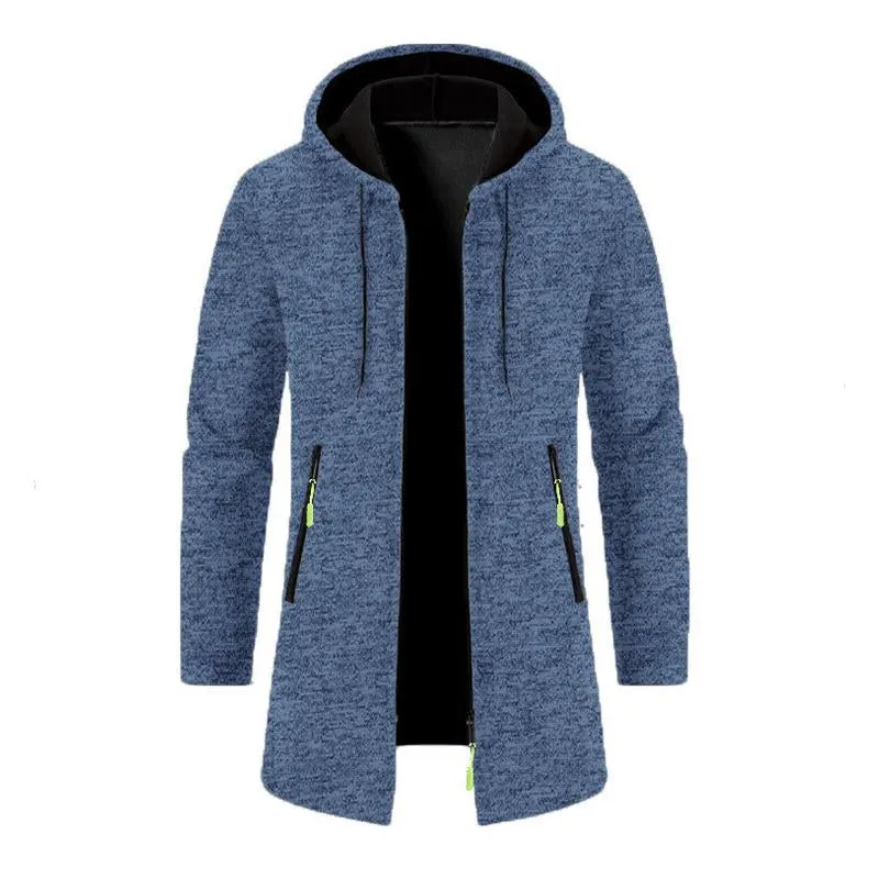 Men's Loose Hooded Zipper Mid-Length Coat 70465461X sold by Manly product image thumbnail 3