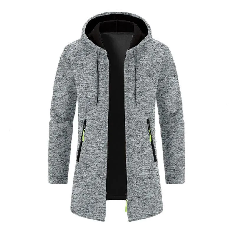 Men's Loose Hooded Zipper Mid-Length Coat 70465461X sold by Manly product image thumbnail 2