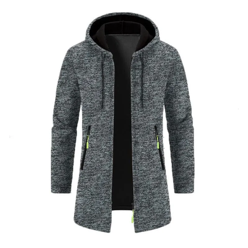 Men's Loose Hooded Zipper Mid-Length Coat 70465461X sold by Manly