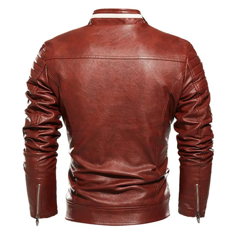 Men's Autumn Winter Motorcycle Fleece Leather Jacket 48685615U sold by Manly product image thumbnail 2