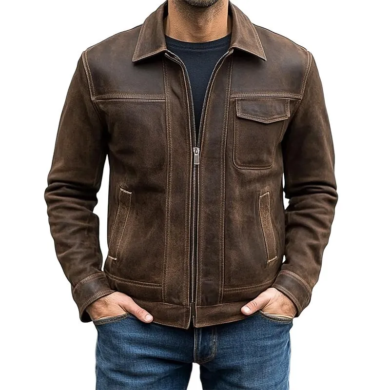 Men's Vintage Zipper Leather Jacket 99573371U sold by Manly