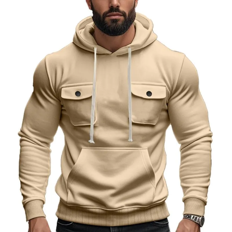 Men's Casual Outdoor Multi-pocket Slim Fit Sports Hoodie 46698010M sold by Manly