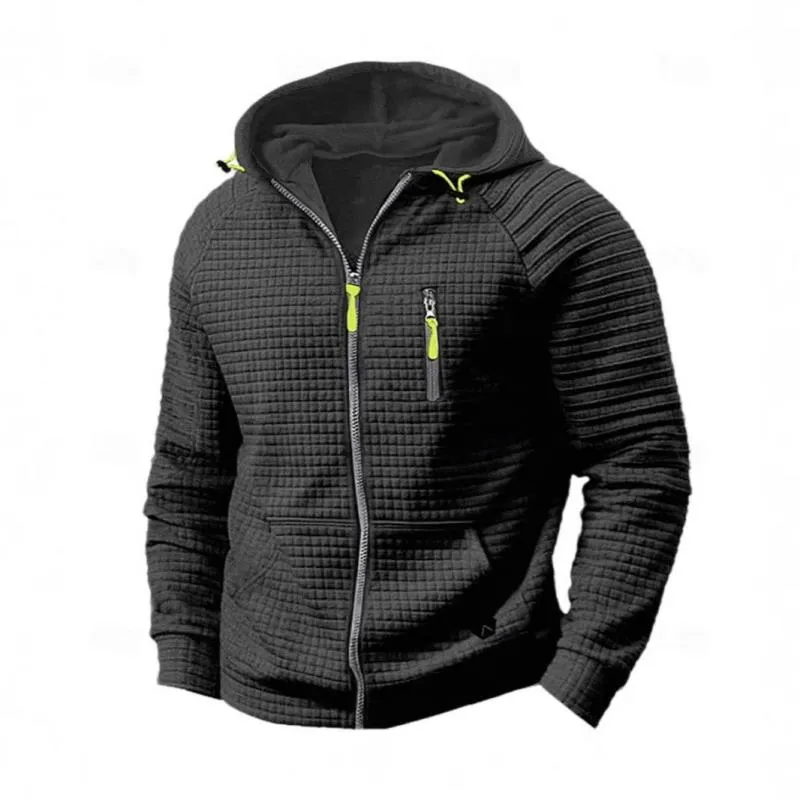 Men's Casual Checkered Jacquard Loose Zip Hooded Jacket 19460420M sold by Manly product image thumbnail 2