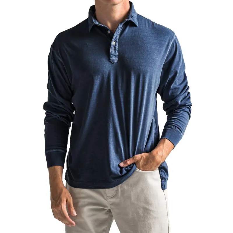 Men's Casual Cotton Blended Lapel Loose Long Sleeve Polo Shirt 60960089M sold by Manly product image thumbnail 2