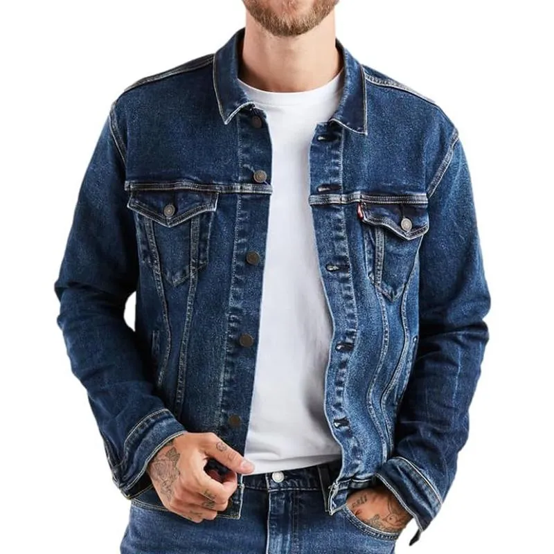Men's Vintage Single Breasted Lapel Denim Jacket 27082666X sold by Manly