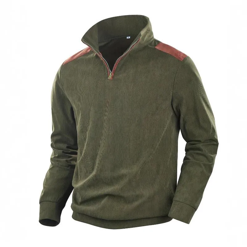 Men's Vintage Patchwork Stand Collar Sweatshirt 05452686X sold by Manly product image thumbnail 2