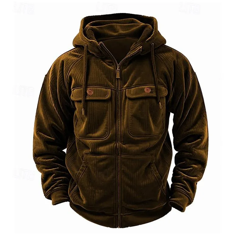 Men's Vintage Stripe Hooded Zip-Up Jacket 22309293X sold by Manly