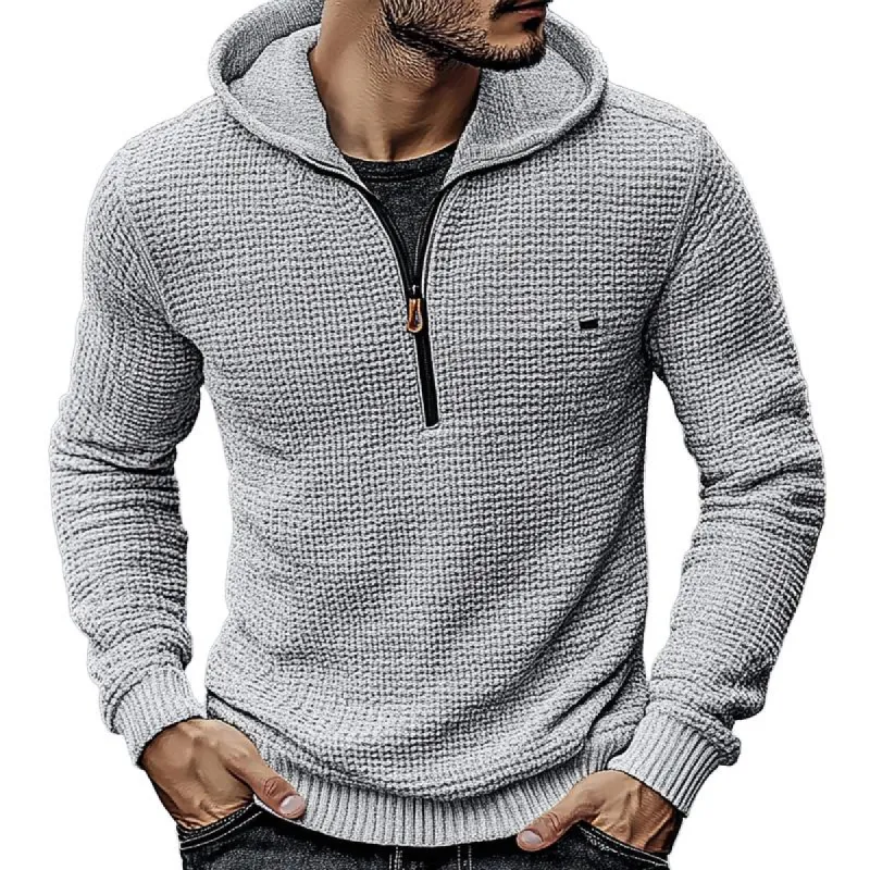 Men's Solid Waffle Half Zip Hoodie 57299633X sold by Manly