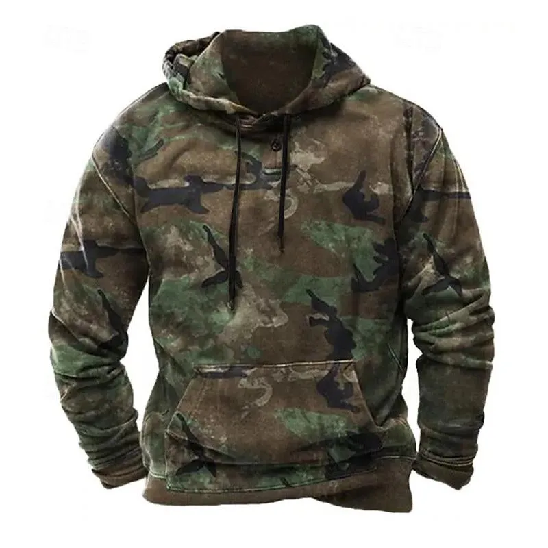 Men's Vintage Camouflage Print Hoodie 15149439X sold by Manly
