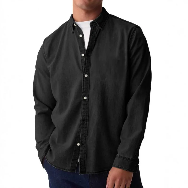 Men's Solid Color Lapel Long Sleeve Casual Shirt 94827867Z sold by Manly product image thumbnail 4