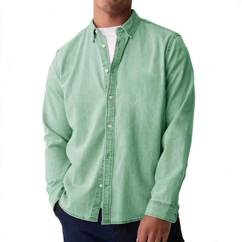 Men's Solid Color Lapel Long Sleeve Casual Shirt 94827867Z sold by Manly product image thumbnail 5