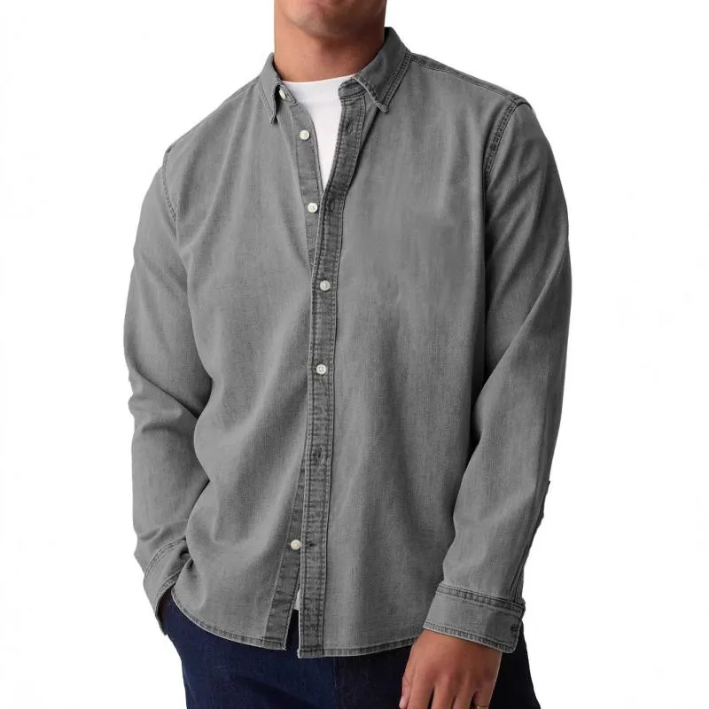 Men's Solid Color Lapel Long Sleeve Casual Shirt 94827867Z sold by Manly product image thumbnail 2