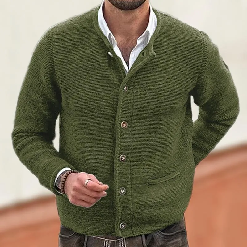 Men's Solid Color Knit Stand Collar Single Breasted Casual Cardigan 78079342Z sold by Manly product image thumbnail 5
