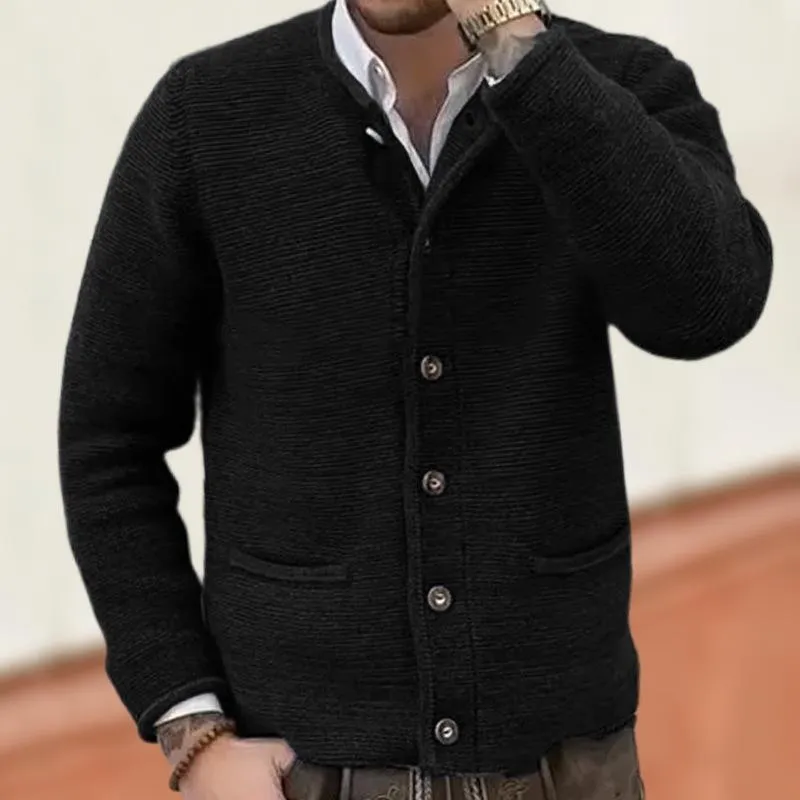Men's Solid Color Knit Stand Collar Single Breasted Casual Cardigan 78079342Z sold by Manly product image thumbnail 3