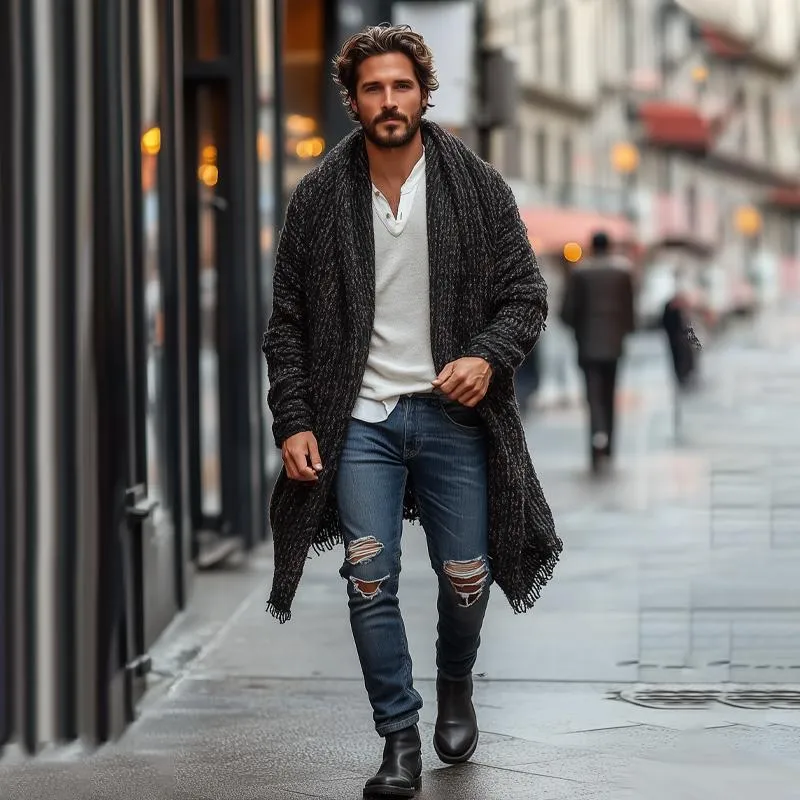 Men's Fashionable Loose Knitted Long Sleeve Casual Shawl Cardigan 78575413Z sold by Manly product image thumbnail 4