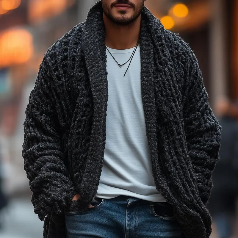 Men's Fashionable Loose Knitted Long Sleeve Casual Shawl Cardigan 53569801Z sold by Manly product image thumbnail 3