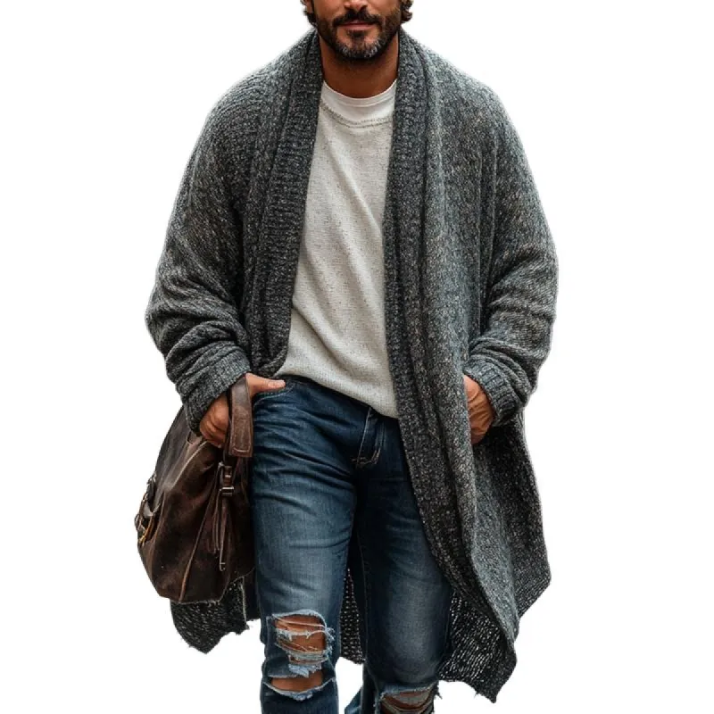 Men's Fashionable Loose Knitted Long Sleeve Casual Shawl Cardigan 80399891Z sold by Manly