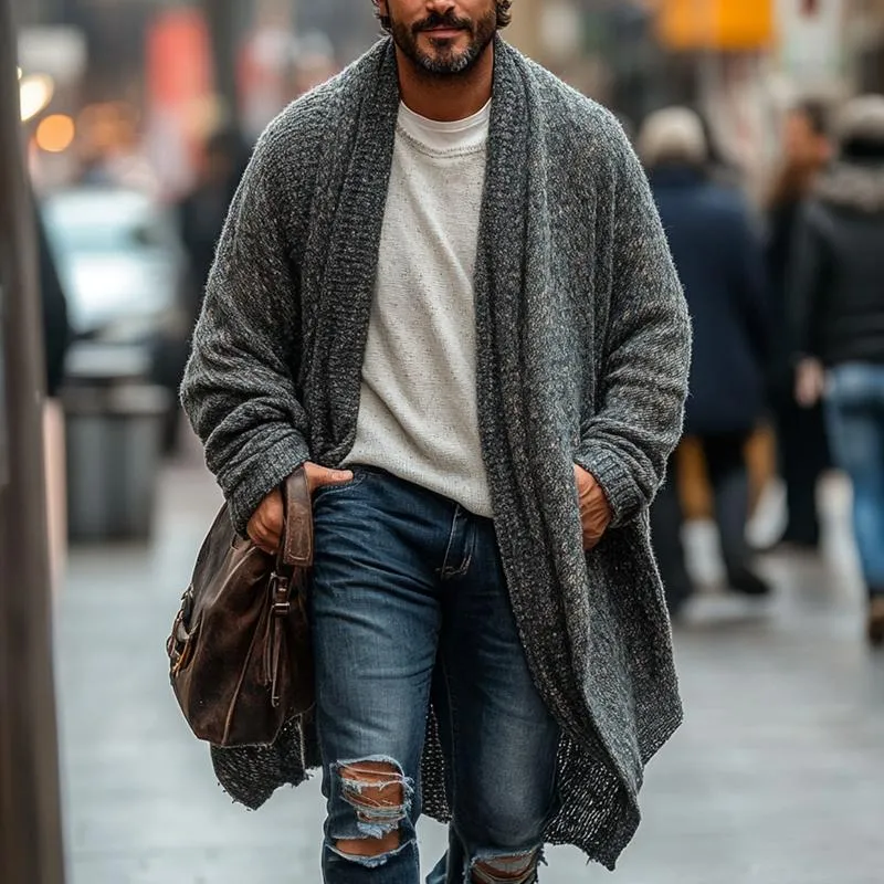 Men's Fashionable Loose Knitted Long Sleeve Casual Shawl Cardigan 80399891Z sold by Manly product image thumbnail 2