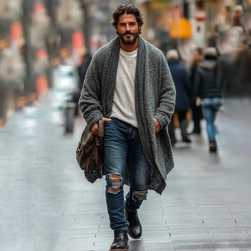 Men's Fashionable Loose Knitted Long Sleeve Casual Shawl Cardigan 80399891Z sold by Manly product image thumbnail 4