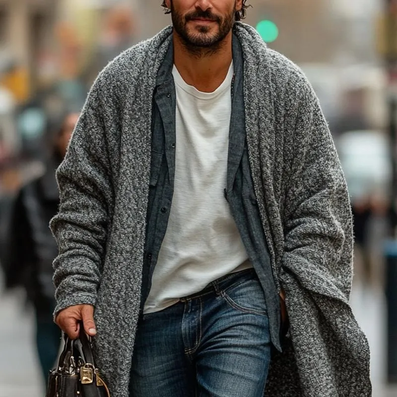 Men's Fashionable Loose Knitted Long Sleeve Casual Shawl Cardigan 37904080Z sold by Manly product image thumbnail 3