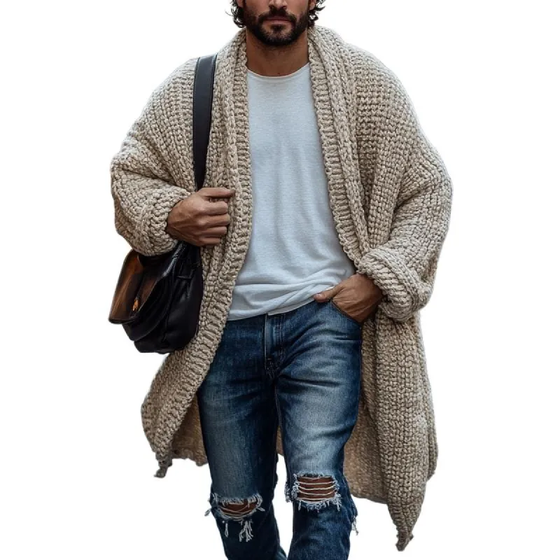 Men's Fashionable Loose Knitted Long Sleeve Casual Shawl Cardigan 68520262Z sold by Manly