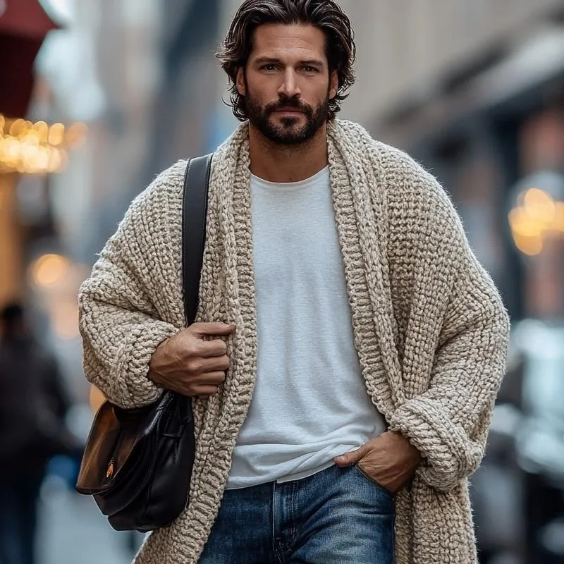 Men's Fashionable Loose Knitted Long Sleeve Casual Shawl Cardigan 68520262Z sold by Manly product image thumbnail 3