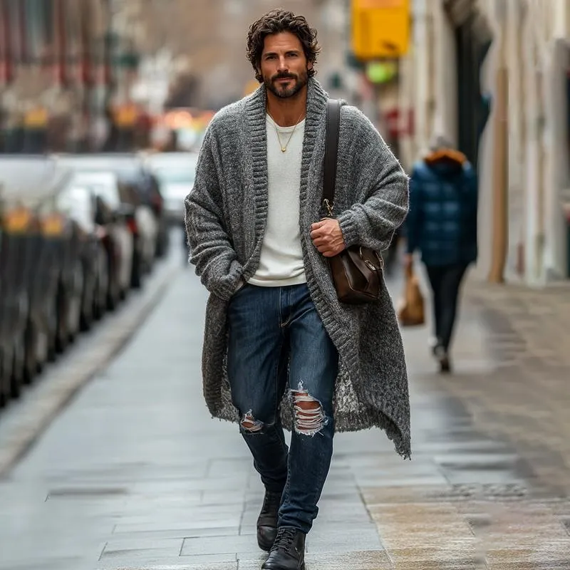 Men's Fashionable Loose Knitted Long Sleeve Casual Shawl Cardigan 82452502Z sold by Manly product image thumbnail 3