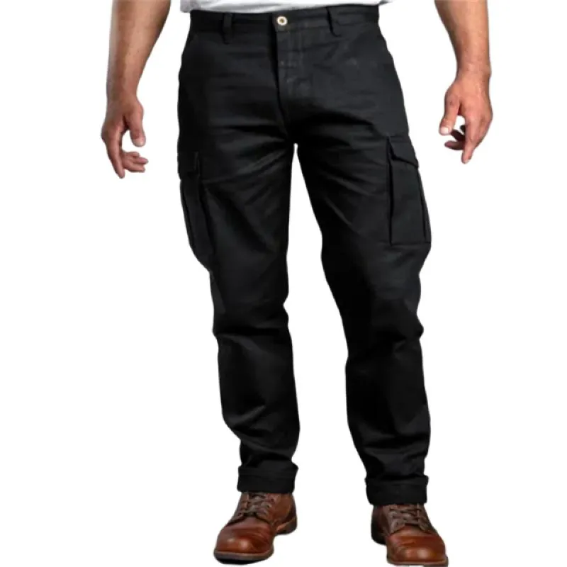 Men's Casual Cotton Solid Color Multi-Pocket Straight Cargo Pants 66136059M sold by Manly