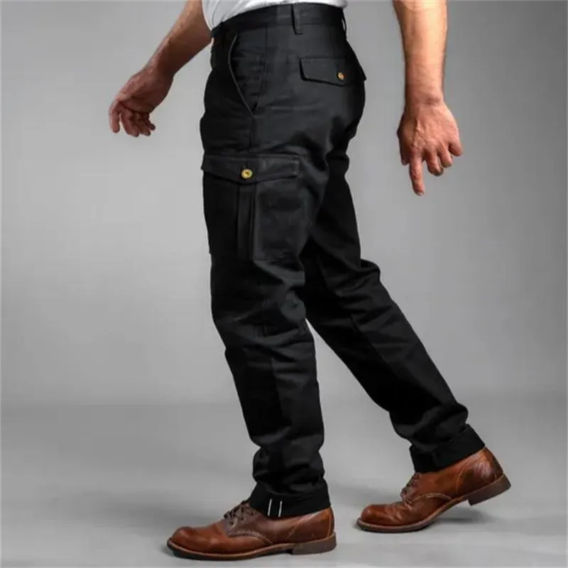 Men's Casual Cotton Solid Color Multi-Pocket Straight Cargo Pants 66136059M sold by Manly product image thumbnail 3