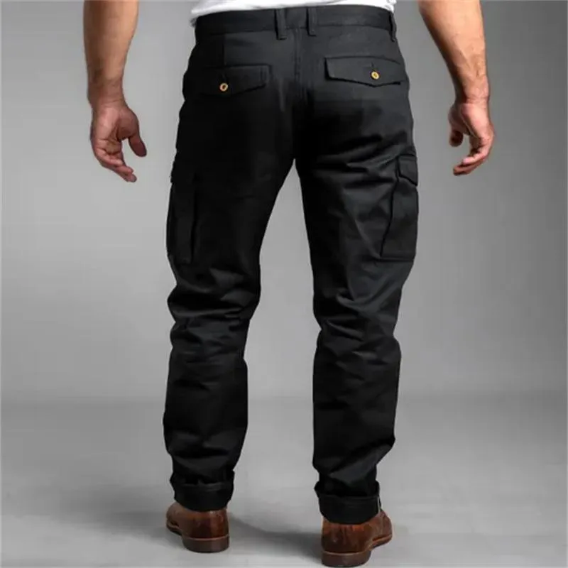 Men's Casual Cotton Solid Color Multi-Pocket Straight Cargo Pants 66136059M sold by Manly product image thumbnail 4