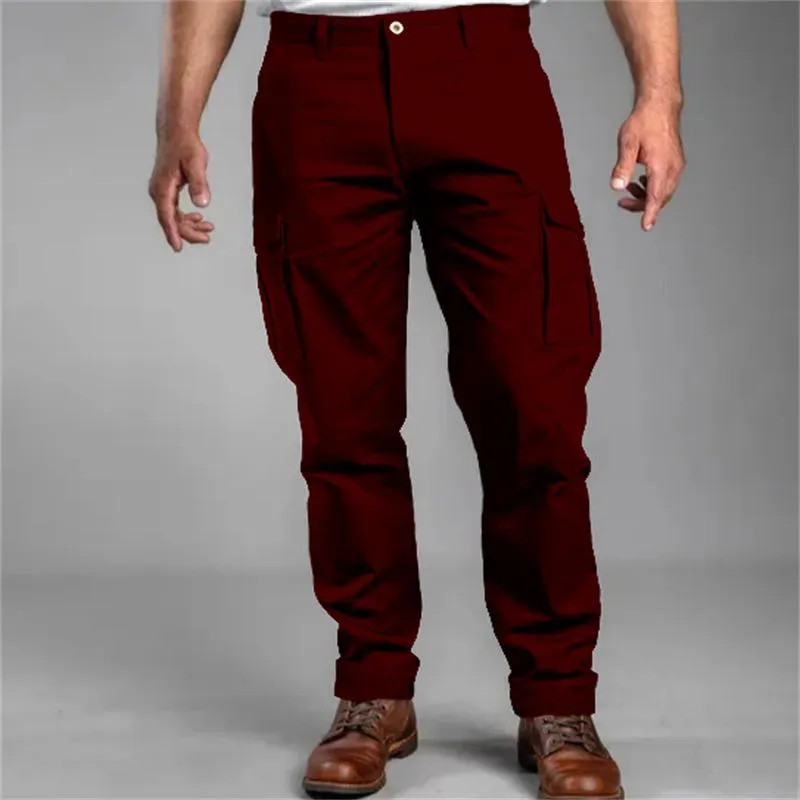 Men's Casual Cotton Solid Color Multi-Pocket Straight Cargo Pants 66136059M sold by Manly product image thumbnail 5