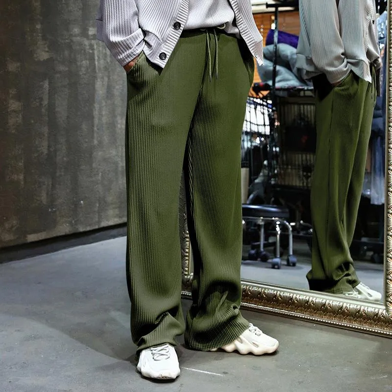 Men's Casual Striped Jacquard Elastic Waist Loose Straight Pants 62934273M sold by Manly product image thumbnail 4