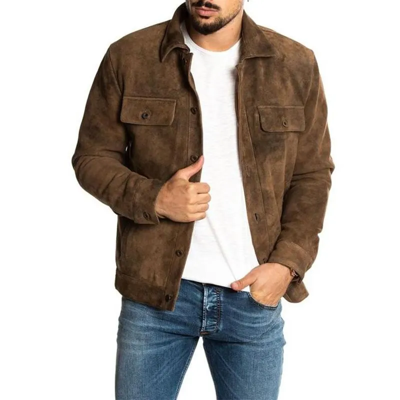 Men's Vintage Suede Lapel Button Jacket 32802675U sold by Manly product image thumbnail 2