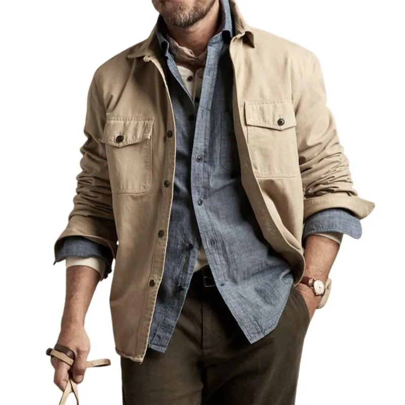 Men's Simple Solid Color Button Long Sleeve Shirt 52117293U sold by Manly