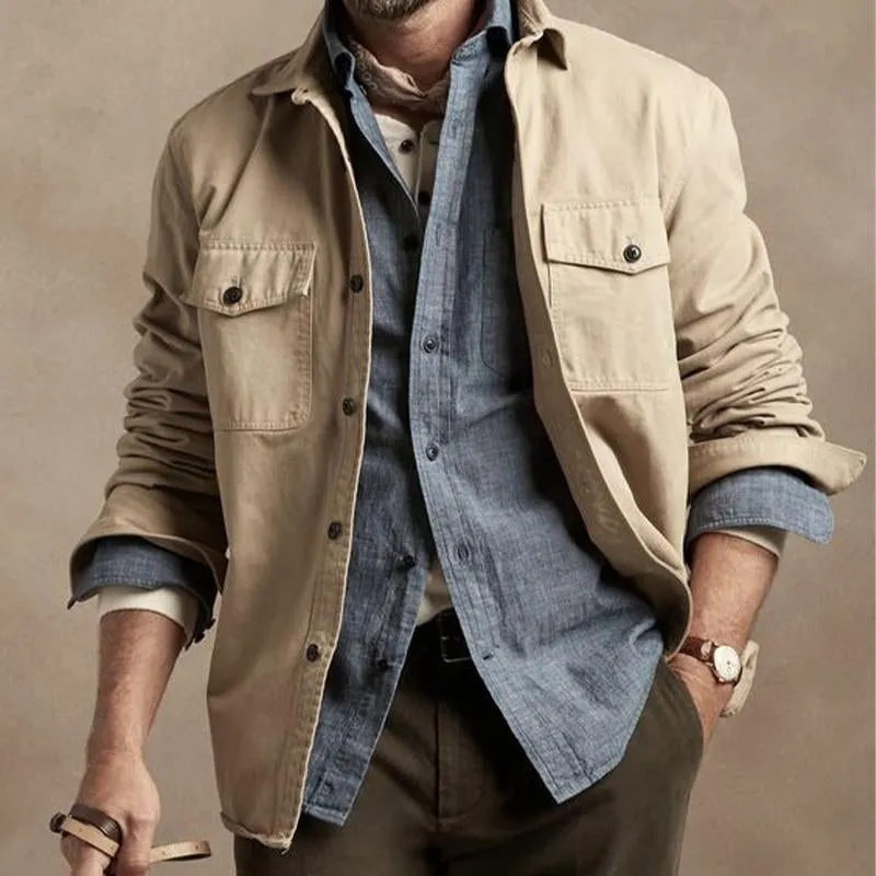 Men's Simple Solid Color Button Long Sleeve Shirt 52117293U sold by Manly product image thumbnail 3