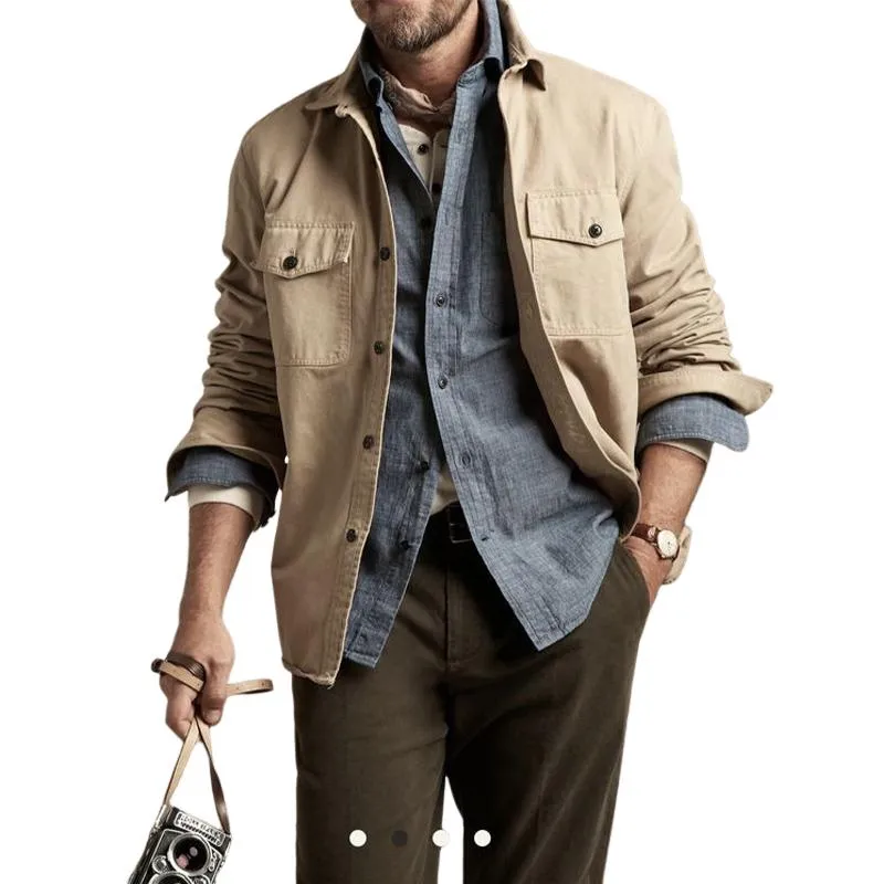 Men's Simple Solid Color Button Long Sleeve Shirt 52117293U sold by Manly product image thumbnail 2