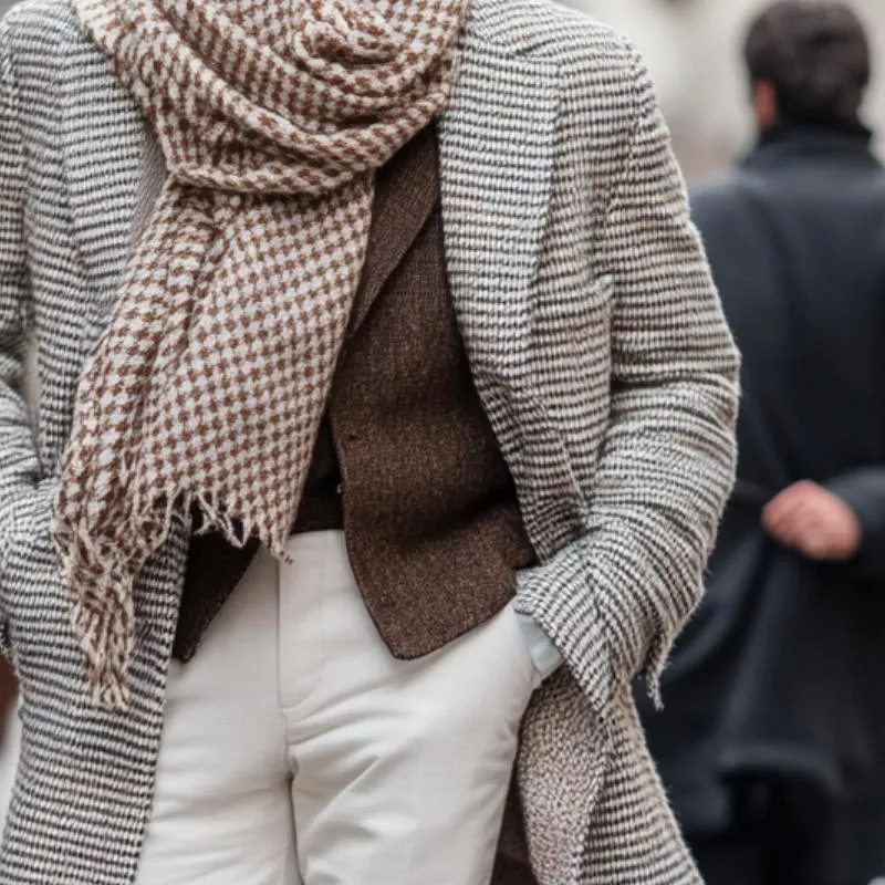 Men's Vintage Houndstooth Lapel Mid-Length Coat 79708554Y sold by Manly product image thumbnail 3