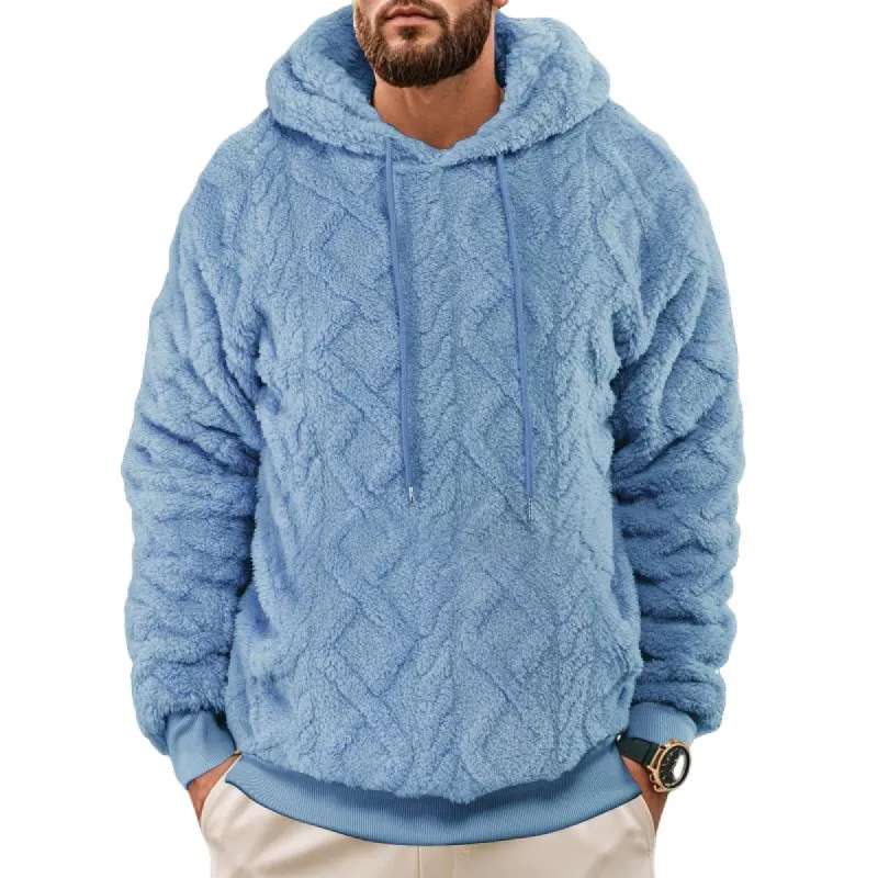 Men's Casual Solid Color Woven Plush Warm Hooded Sweatshirt 72865635Y sold by Manly