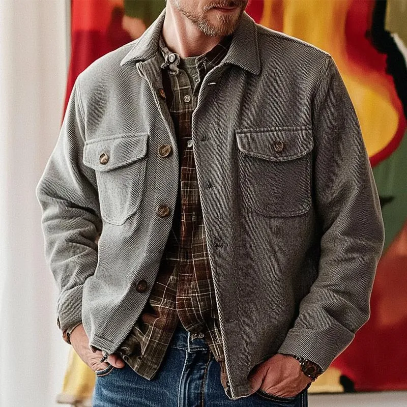 Men's Solid Canvas Lapel Jacket 57718099X sold by Manly product image thumbnail 3