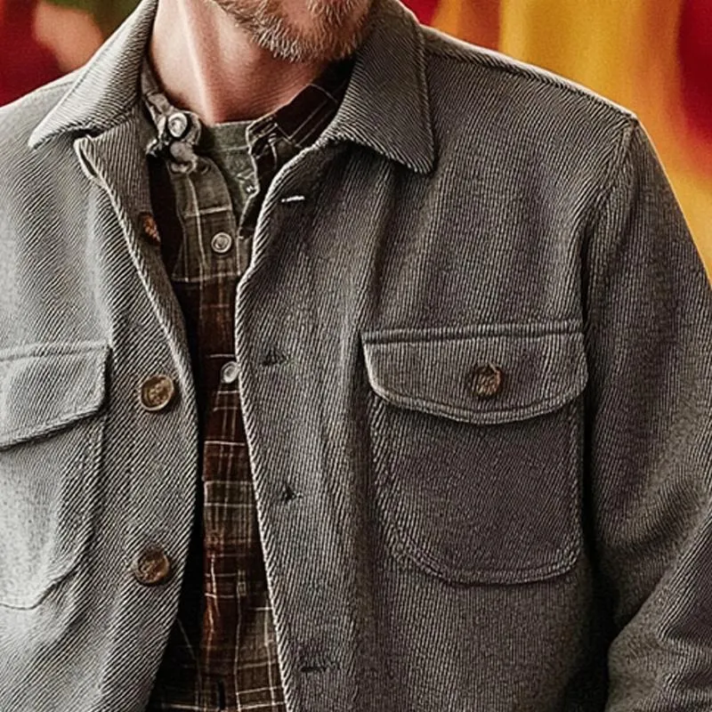 Men's Solid Canvas Lapel Jacket 57718099X sold by Manly product image thumbnail 2