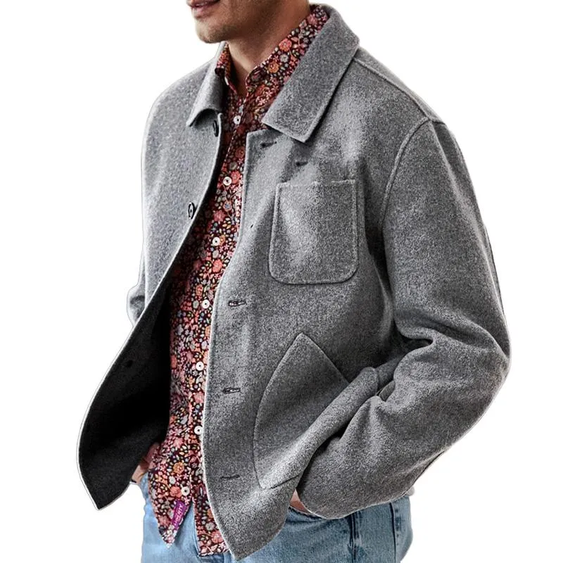 Men's Solid Color Casual Lapel Multi-Pocket Jacket 68077982X sold by Manly