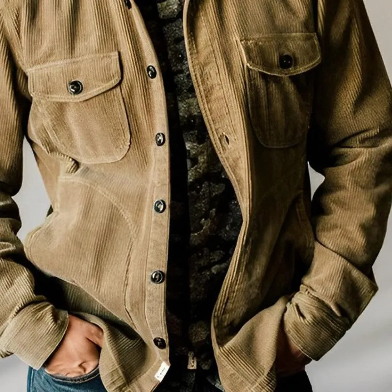 Men's Corduroy Lapel Single Breasted Shirt Jacket 31217225X sold by Manly product image thumbnail 4