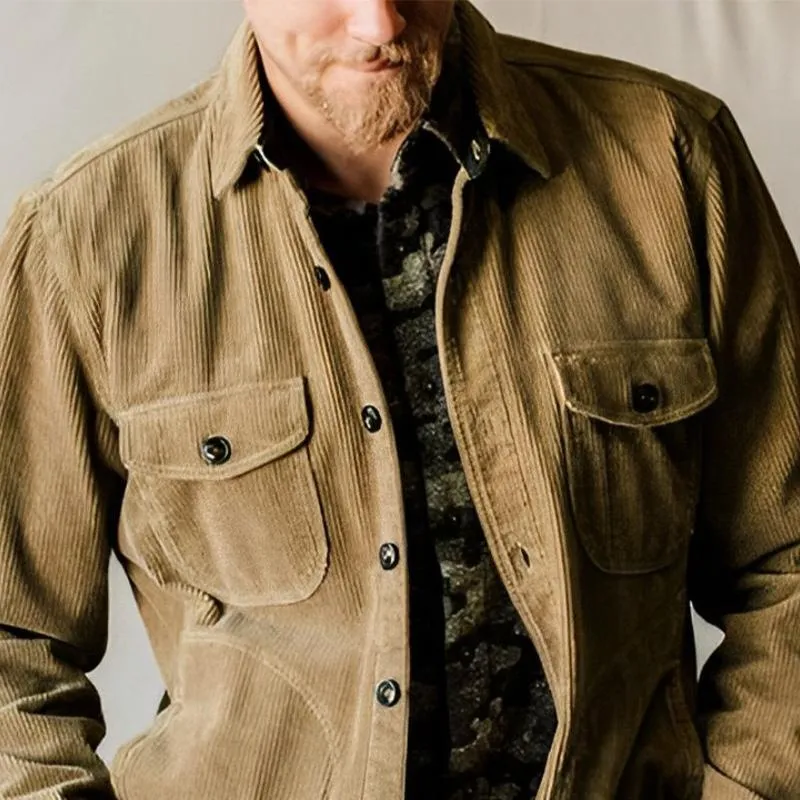 Men's Corduroy Lapel Single Breasted Shirt Jacket 31217225X sold by Manly product image thumbnail 3