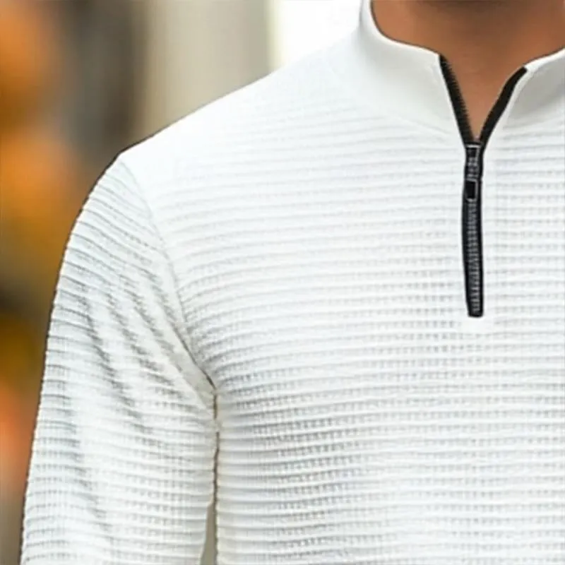 Men's Solid Waffle Stand Collar Half Zip Sweatshirt 69196072X sold by Manly product image thumbnail 2