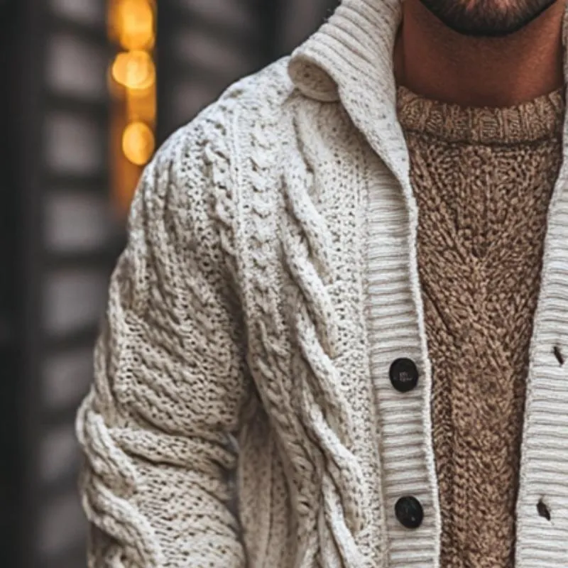 Men's Retro Casual Jacquard Lapel Knitted Sweater Cardigan 10461570TO sold by Manly product image thumbnail 3