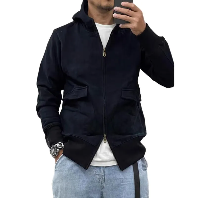 Men's Casual Solid Color Fleece Large Pocket Zipper Loose Hoodie Jacket 96210118M sold by Manly product image thumbnail 5