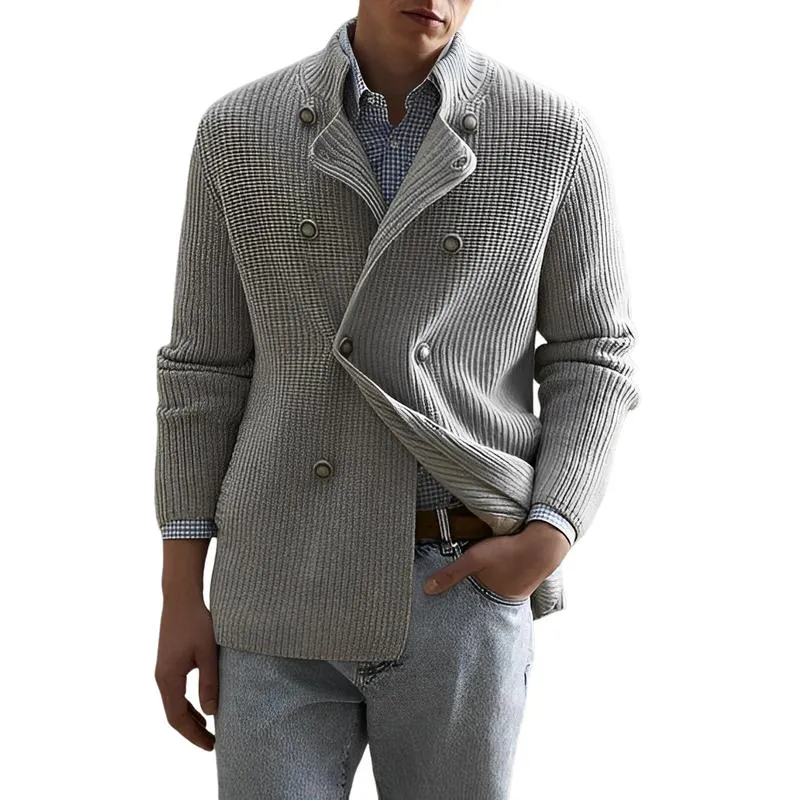 Men's Casual Lapel Double-breasted Loose Knitted Cardigan 97903585M sold by Manly