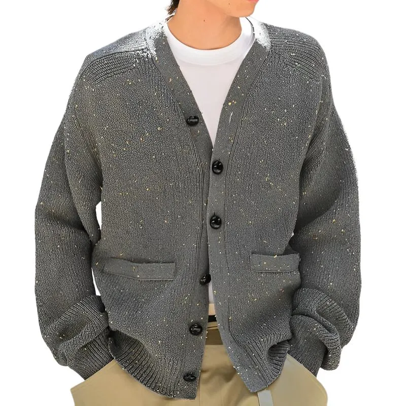 Men's Casual V-neck Single-breasted Loose Knitted Cardigan 95293255M sold by Manly