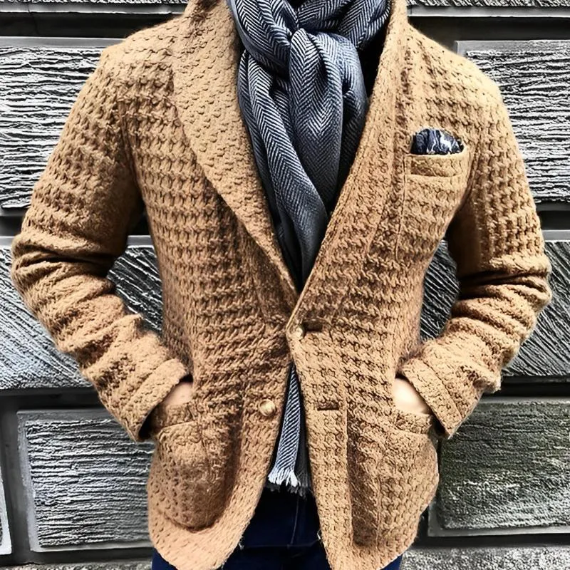 Men's Stylish Lapel Single-breasted Slim Fit Knitted Blazer 94394233M sold by Manly product image thumbnail 3