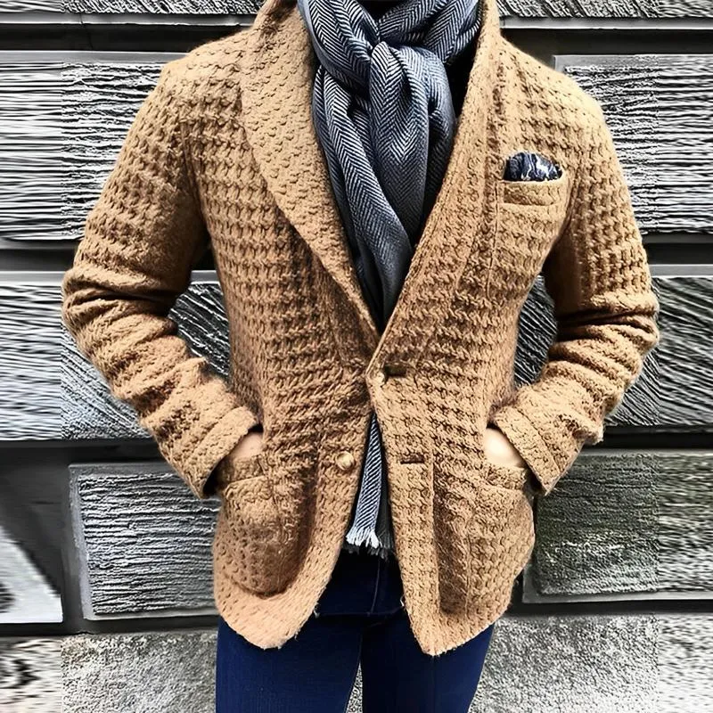 Men's Stylish Lapel Single-breasted Slim Fit Knitted Blazer 94394233M sold by Manly product image thumbnail 2